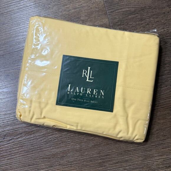 NEW RALPH LAUREN TWIN FLAT SHEET SOLID YELLOW MIDNIGHT SUN - Picture 1 of 8